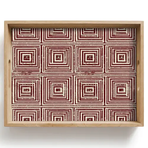 Geometrisch - Patroon - Rood Dienblad Rechthoek middel 911 -z3d_shopping