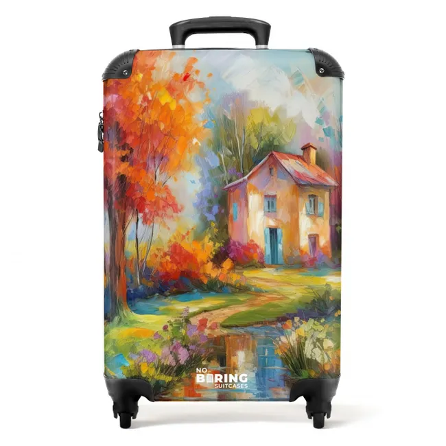 Landschap - Kleurrijk - Olieverf - Kunst NBS - Handbagage koffer - Unisex middel -productfoto_recht