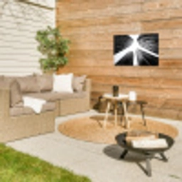 Gebouwen - Lucht - Zwart Tuinposter op houten frame 2 cm dik klein -sfeer2