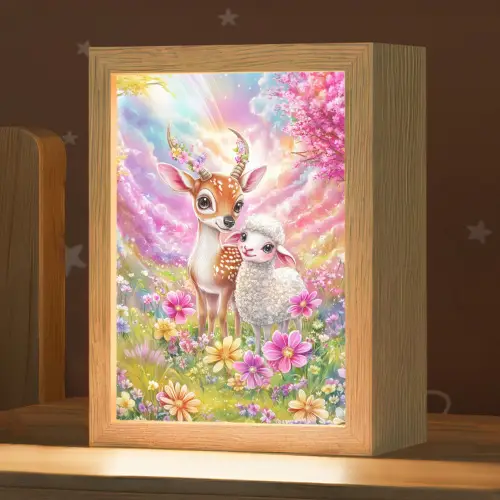 Hertje - Lammetje - Bloemen - Pastel Light Box met kabel klein -zzz_3d_website