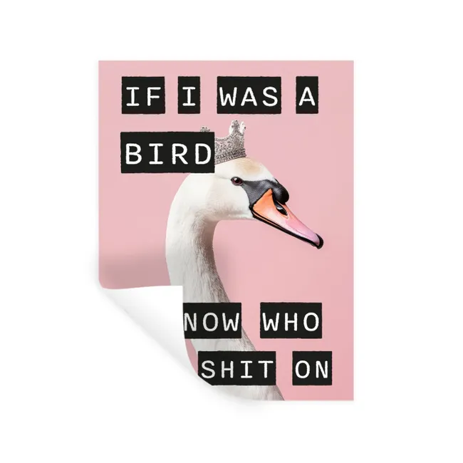 Muursticker - Zwaan - Vogel - Decoratie - Roze