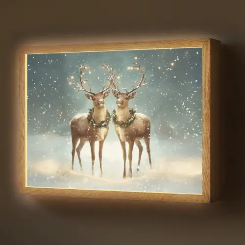 Kerstmagie - Winterwoud - Rendier Light Box met batterij (Wandlamp) middel -z3d_website