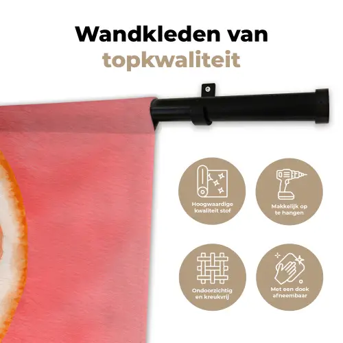 Grapefruit - Roze - Levendig Wandkleed katoen klein -sfeer2