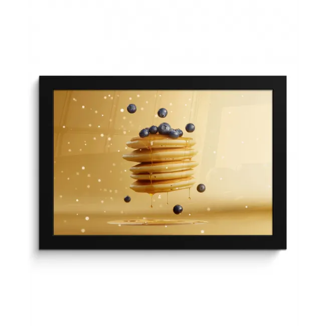 Pannenkoeken - Eten - Honing - Geel fotolijst zwart zonder passe partout klein -3d