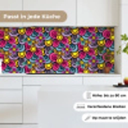 Patroon - Hippie - Bloemen - Paars keuken achterwand 2 middel 871 -sfeer4_DE