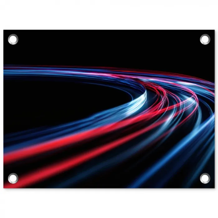 Gaming - Lichtbanen - Golvend - Rood tuinposter los doek klein -3d