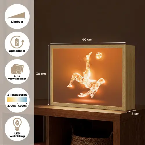Voetballer - Oranje - Voetbal - Omhaal Light Box met batterij (Wandlamp kind) middel -USP_websiteoverzichtNL