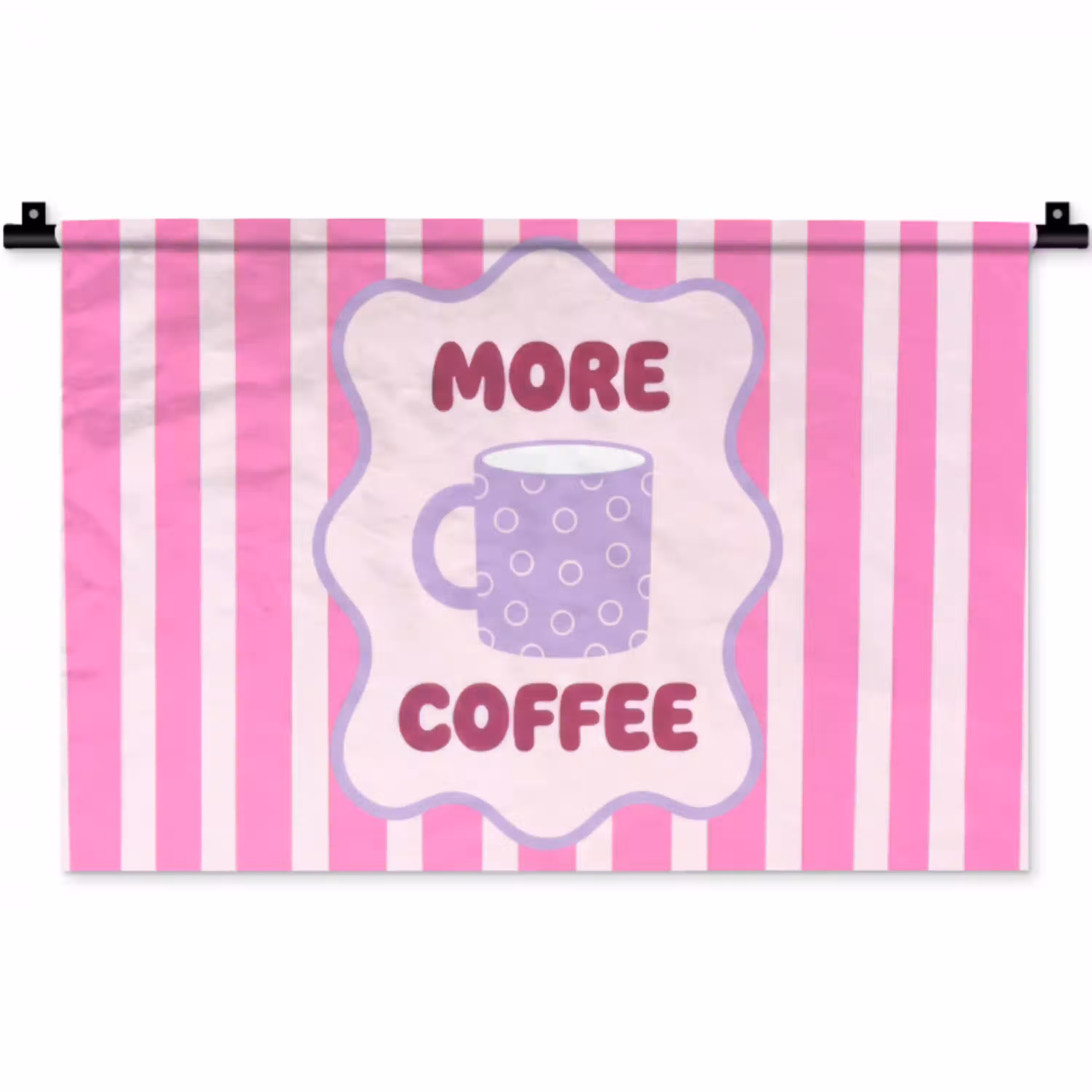 More coffee - Roze - Paars - Strepen - Mok Wandkleed katoen klein -zz3d