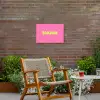 Roze - Groene bonjour - Organisch Tuinposter op houten frame 2 cm dik klein -sfeer3