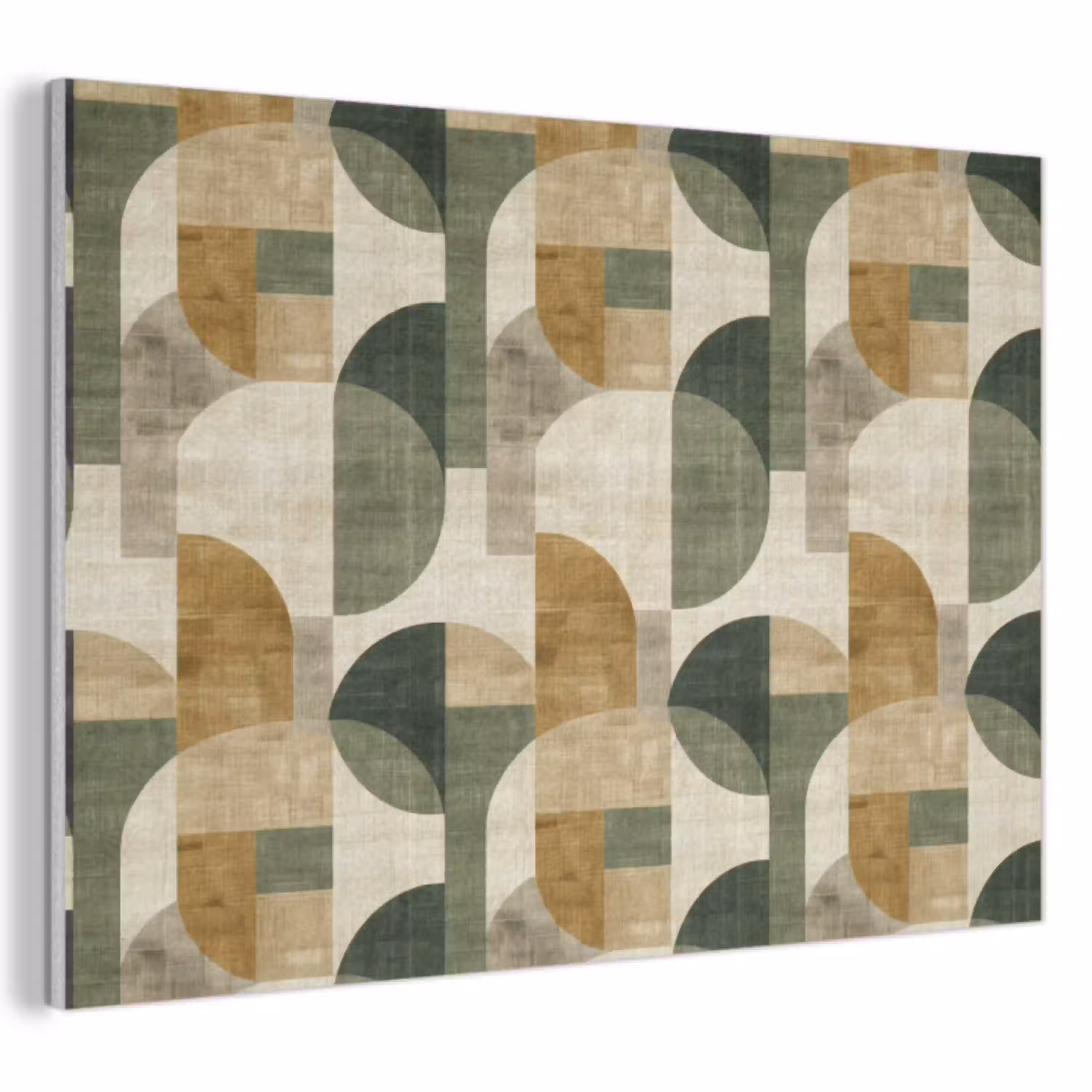Olijfgroen - Geometrisch - Abstract - Mid-Century - Linnen - Patroon PET vilt klein 837 -3d