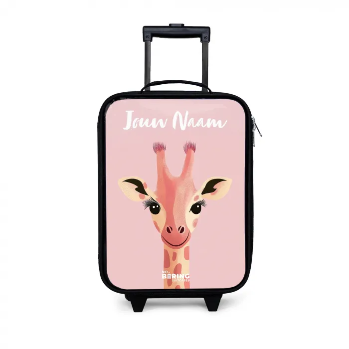 Giraffe - Wimpers - Minimalistisch - Roze Kinderkoffer - Zwart klein -3d