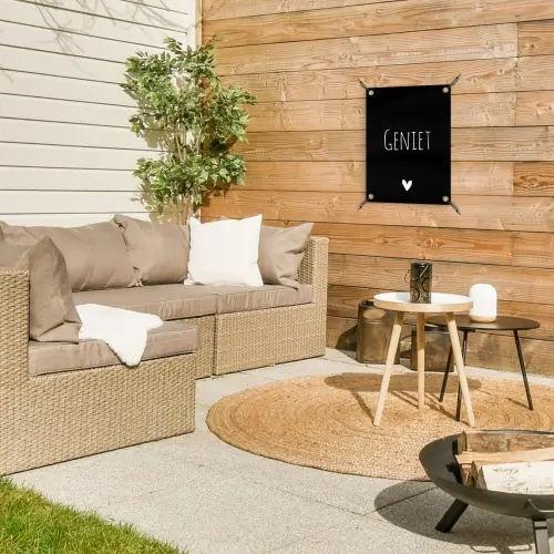 Spreuken - Quotes - Geniet tuinposter los doek klein -sfeer4