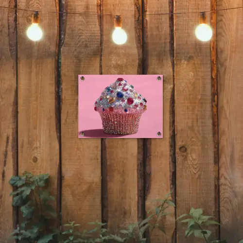 Cupcake - Kleurrijk - Edelstenen tuinposter los doek klein -sfeer1