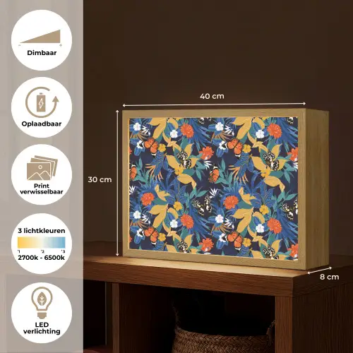 Zomer - Vlinder - Marineblauw - Blauw Light Box met batterij (Wandlamp) middel 907 -USP_websiteoverzichtNL