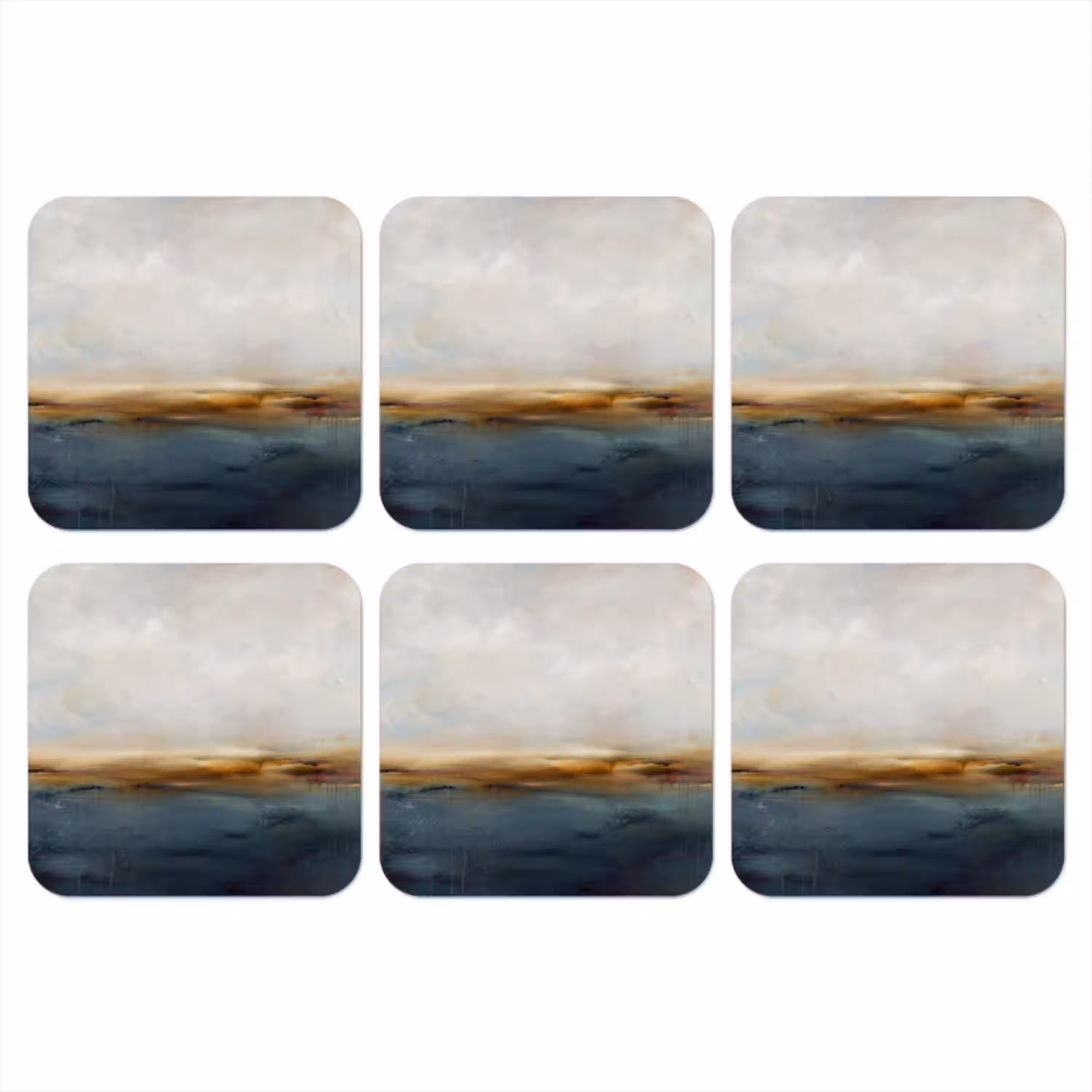 Abstract - Horizon - Water - Modern - Beige onderzetter kurk middel -3d
