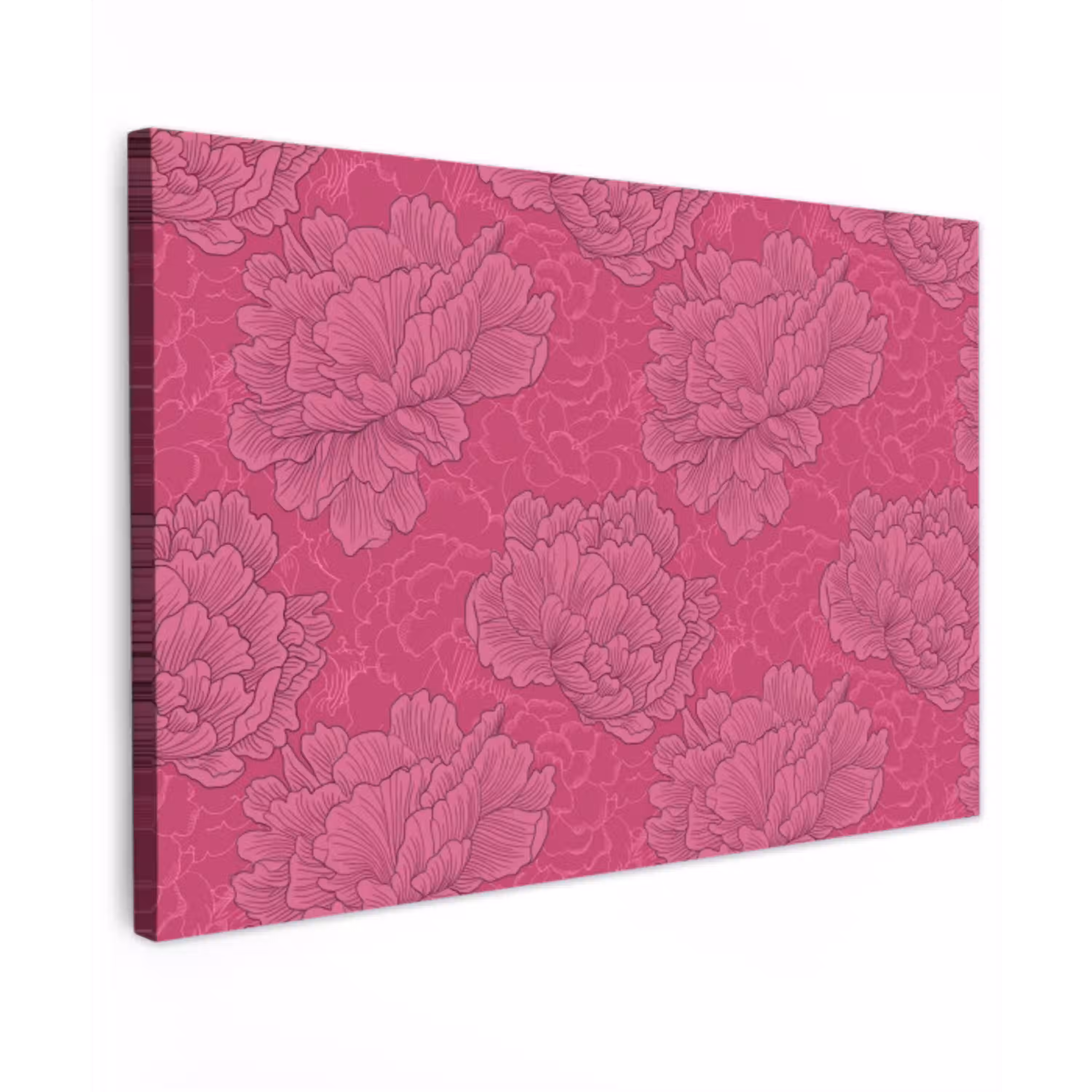 Pioenrozen - Energiek - Roze Tuinposter op houten frame 2 cm dik klein 845 -3d