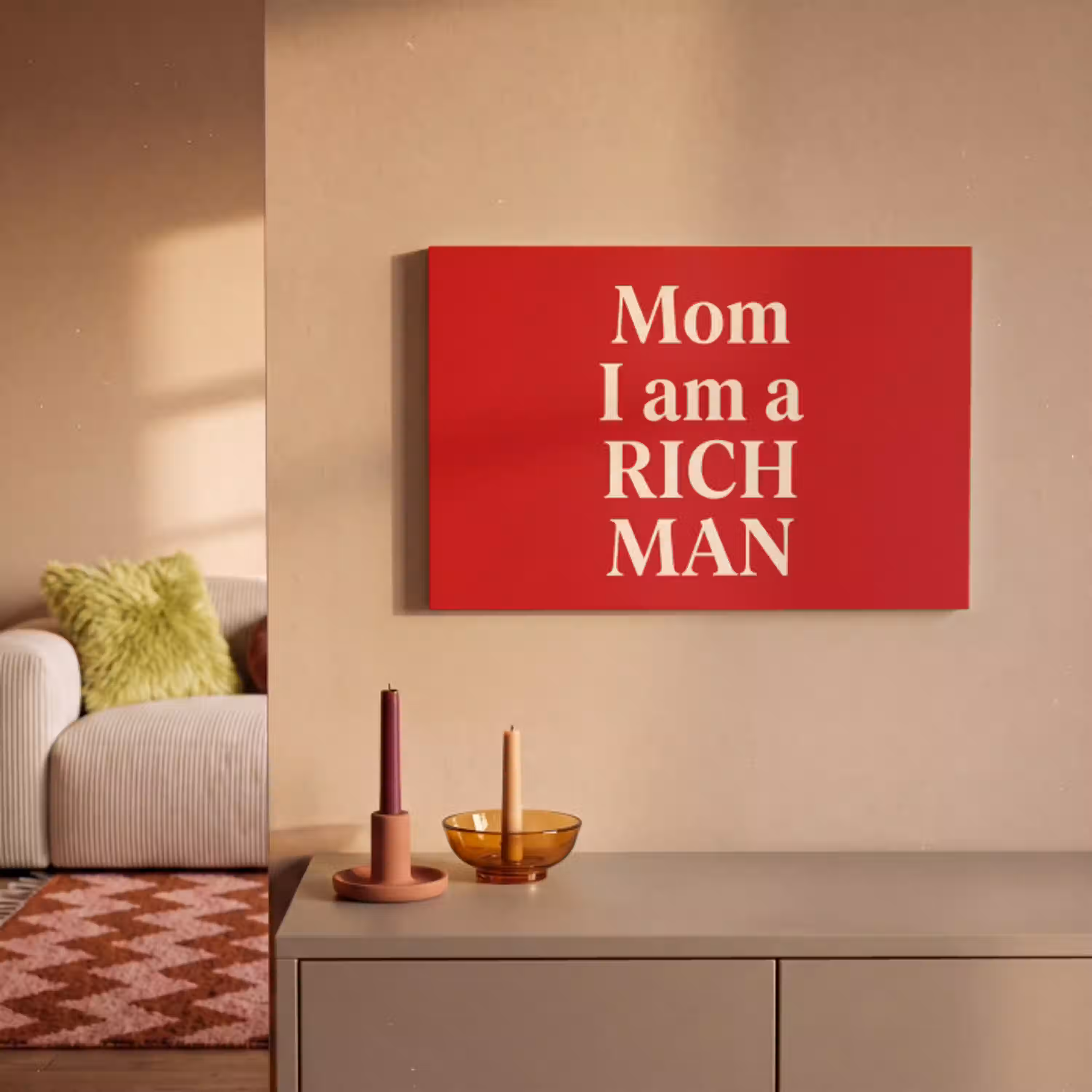 Tekst - Rijkdom - Motivatie - Rood - Modern canvas 2cm klein -sfeer1