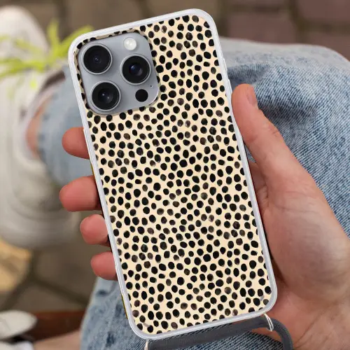 Stippen - Patroon - Zwart Hoesje iPhone 16 Pro Max met koord klein 804 -sfeer3