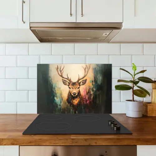 Hert - Geverfd - Gewei - Bruin keuken achterwand spatscherm klein -sfeer2