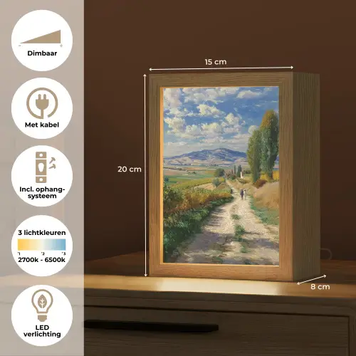Mensen - Wandelen - Zandpad - Velden Light Box met kabel (Tafellamp) klein -USP_NL