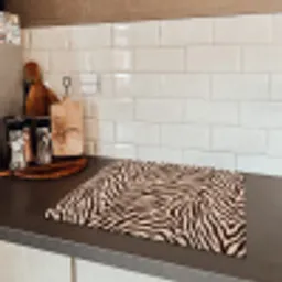 Zebra - Strepen - Bruin Inductie beschermer vinyl 3mm middel -sfeer3