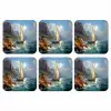 Zeilschip - Zee - Rotsen - Wolken onderzetter kurk middel -3d
