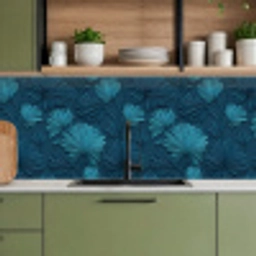 Bladeren - Reliëf - Patroon - Oceaanblauw - Modern keuken achterwand 2 middel 871 -sfeer3