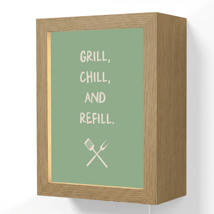 Grill - Groen - Zomer - Quote Light Box met kabel (Wandlamp) klein -3d