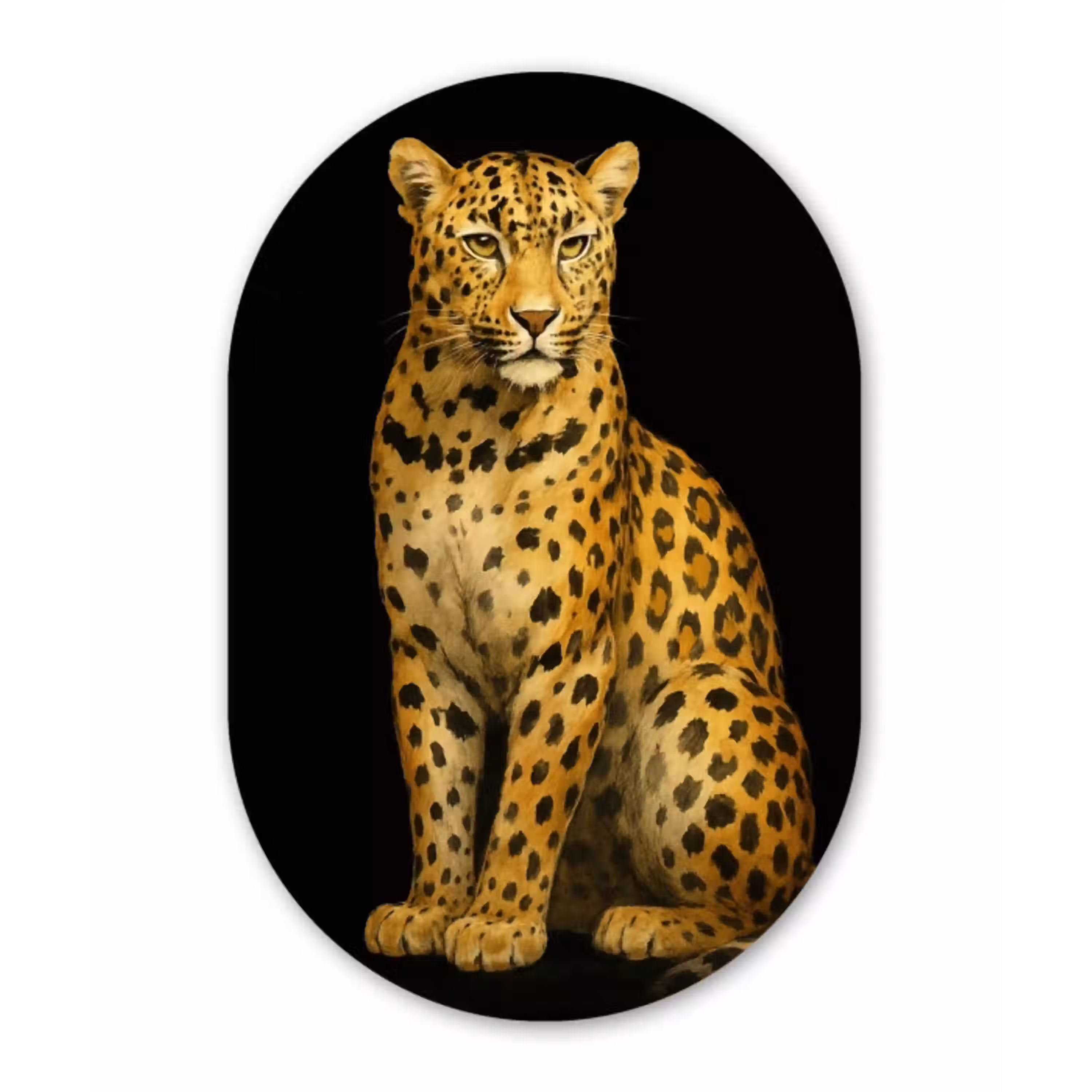Panter - Realistisch - Bruin Wandcirkel Ovaal Aluminium middel -3d