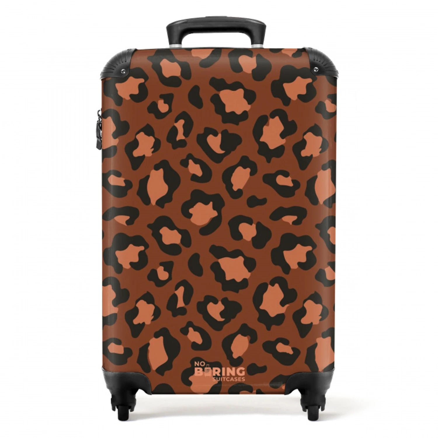 Dierenprints - Panterprint koffer in kastanjebruin en  zwart/terracotta NBS - Handbagage koffer - Unisex middel -productfoto_recht