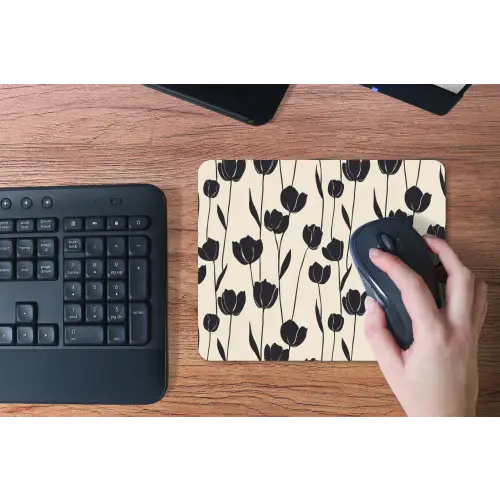 Tulpen - Patroon - Zwart muismat rubber klein 262 -toetsenbord