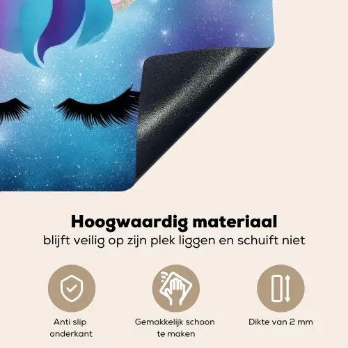 Eenhoorn - Sterren - Magisch - Blauw Inductie beschemer met haakjes middel -ky-onderkant-nl
