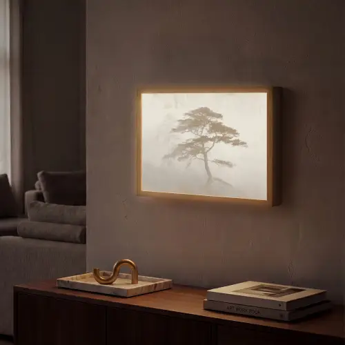 Boom - Oosterse stijl - Landschap Light Box met batterij (Wandlamp) middel -sfeer1