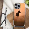 Paard - Grasveld - Zonsondergang Hoesje iPhone 16 Pro Max met koord klein -sfeer4