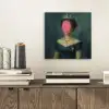 Kroon - Roze druipend verf - Portret aluminium wit klein -sfeer1