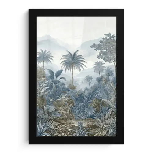Jungle - Modern - Blauw - Groen fotolijst zwart zonder passe partout klein -3d