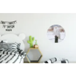 Sneeuwuil - Hek - Sneeuw - Wit Wandcirkel aluminium klein -kinderkamer