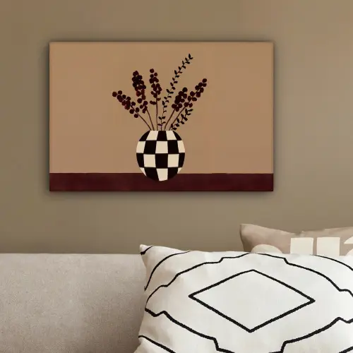 Minimalistisch - Vaas - Bloemen - Bruin canvas 2cm klein -sfeer3