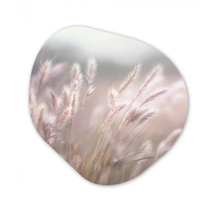 Graspluimen - Wind - Beige - Mistig Wandcirkel Organisch Forex 3mm klein -3d