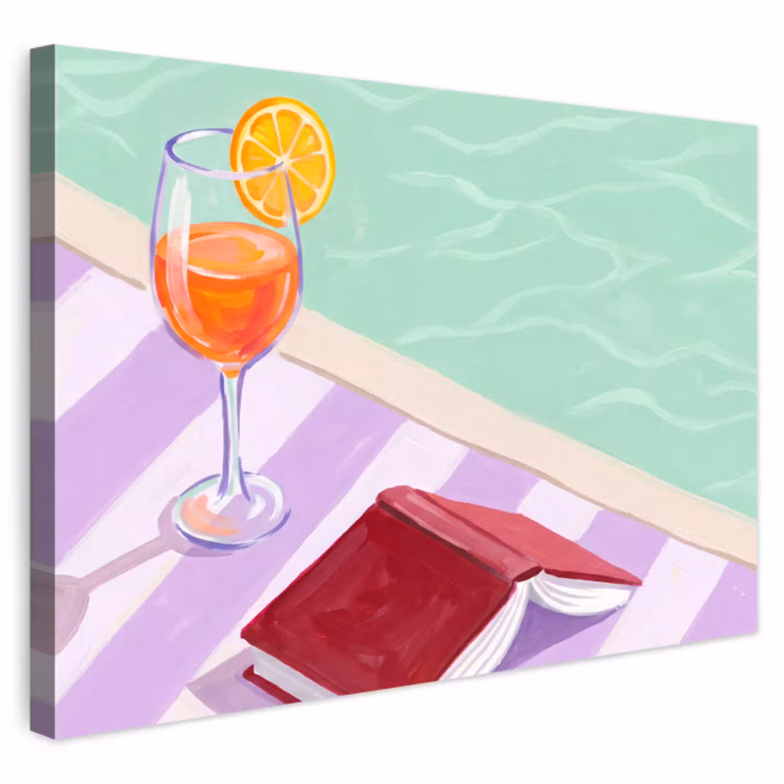 Cocktail - Zwembad - Zomer Tuinposter op houten frame 2 cm dik klein -3d