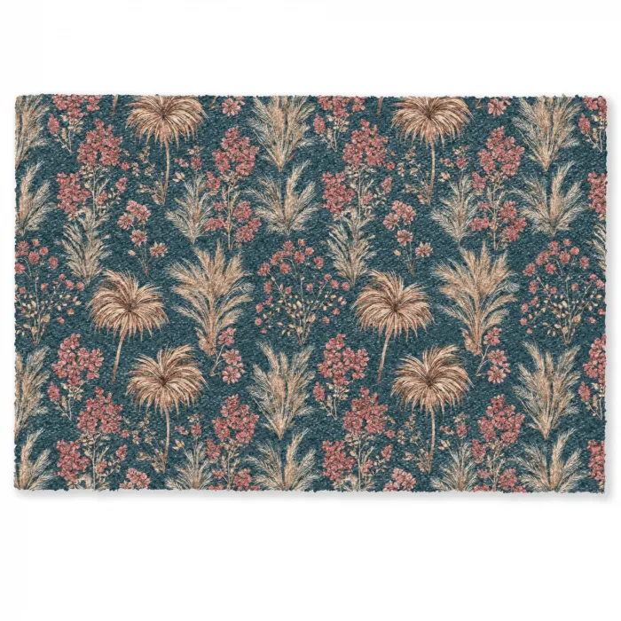 Botanisch - Patroon - Blauw Deurmat klein 898 -zkaufland3d