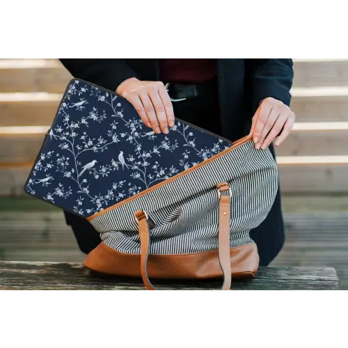 Grafisch - Bloesemtak - Blauw laptophoes neopreen klein 279 -tas