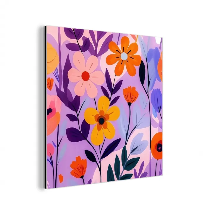 Bloemen - Kleurrijk - Bladeren aluminium wit klein -3d