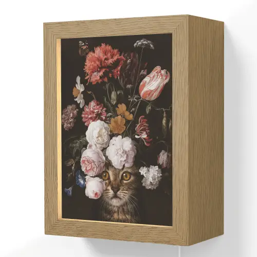 Stilleven met bloemen - Jan Davidsz de Heem - Kat Light Box met kabel (Wandlamp) klein -3d
