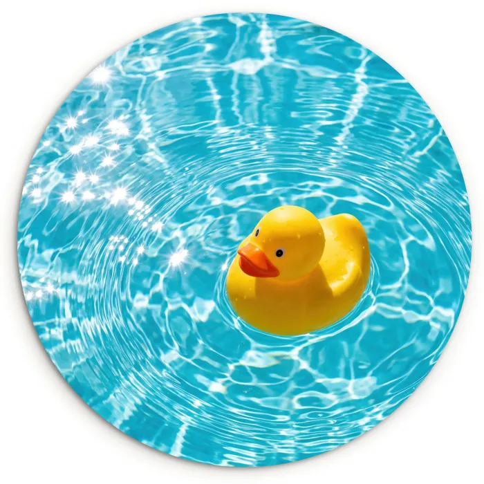 Badeend - Dobberen - Blauw Wandcirkel kunststof plaat 5mm dik klein -3d