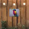 Kolibrie - Vogel - Regenboogkleuren - Verfstreken tuinposter los doek klein -sfeer1