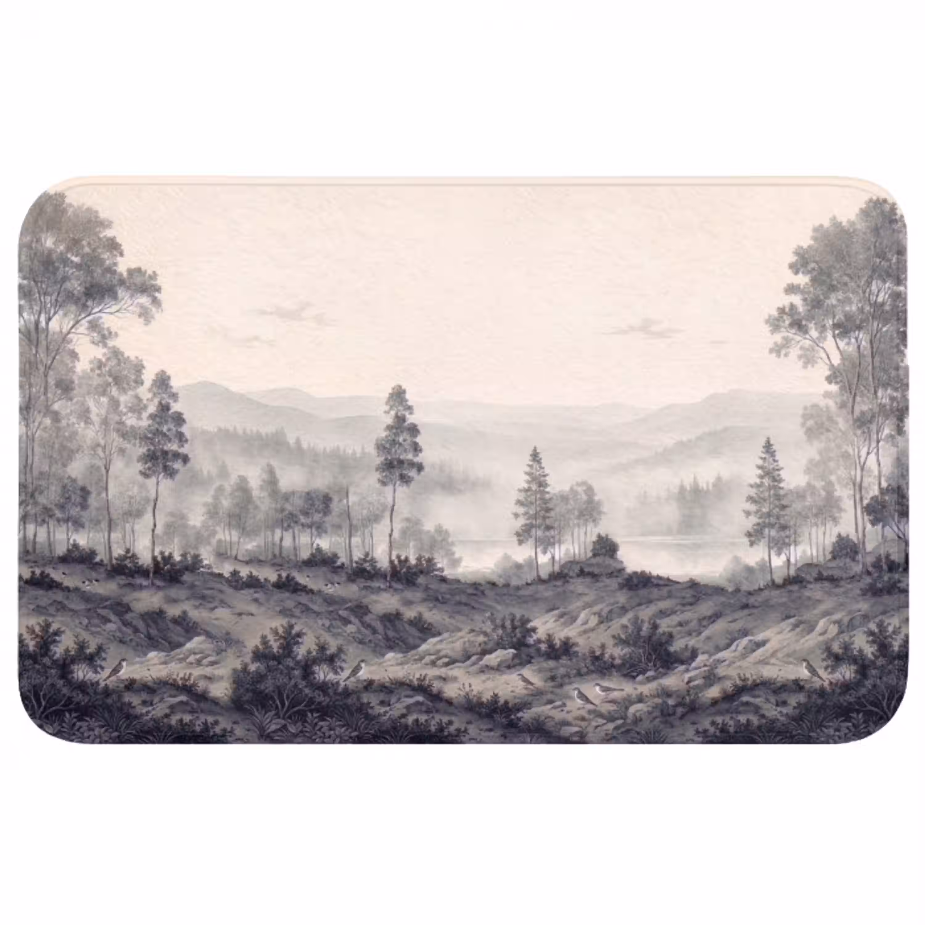 Mistig - Berglandschap - Illustratie Badmat middel -3d