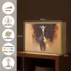 Giraf - Bruin - Abstract - Geschilderd Light Box met batterij (Wandlamp) middel -USP_websiteoverzichtNL