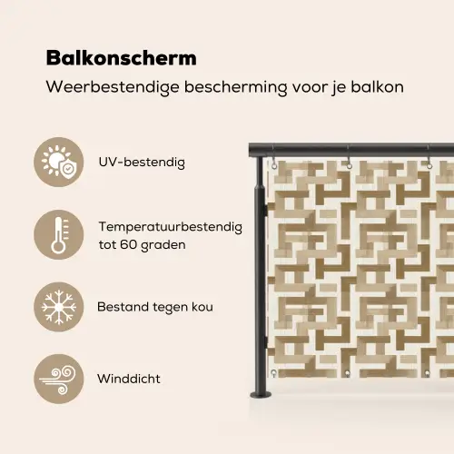 Geometrisch - Retro - Bruin Balkonbeschermer Duitsland klein 596 -specs_NL