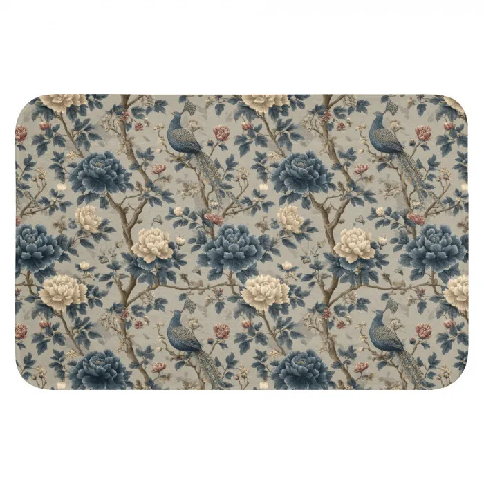 Pauw - Bloemen - Blauw Badmat klein 997 -3d
